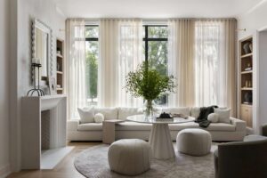 Cozy minimalist living room with natural light.