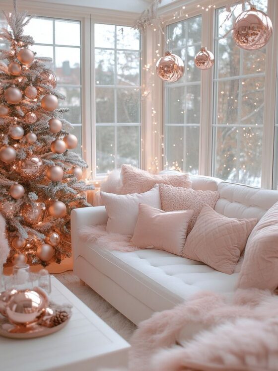 Blush Pink and Gold Holiday Decorating Ideas for a Magical Christmas