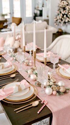 blush pink and gold holiday decorating ideas