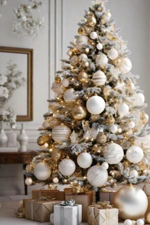 Transform your home with neutral glam Christmas decor using soft gold, pearls, and warm lights for a cozy, elegant, and minimal holiday look. 