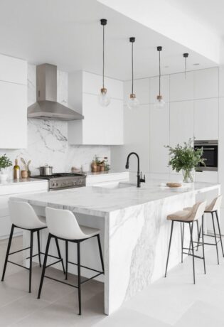 clean kitchen island uncluttered minima