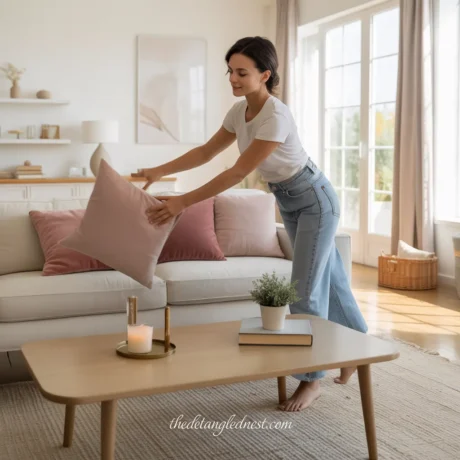 quickly tidying the space