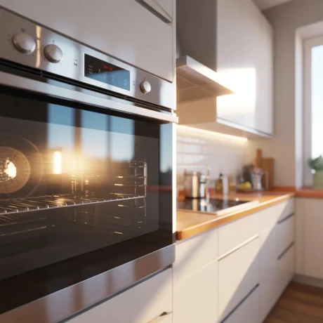 modern kitchen with a clean shiny oven