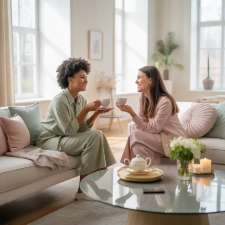  friends are sitting comfortably