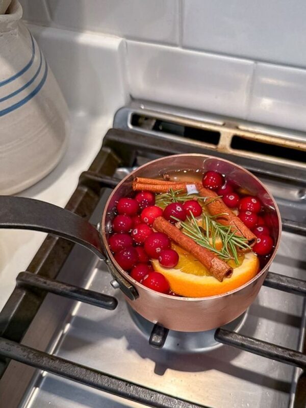 my kitchen with a simmer pot of citrus and cinnamon to make the house smell good 