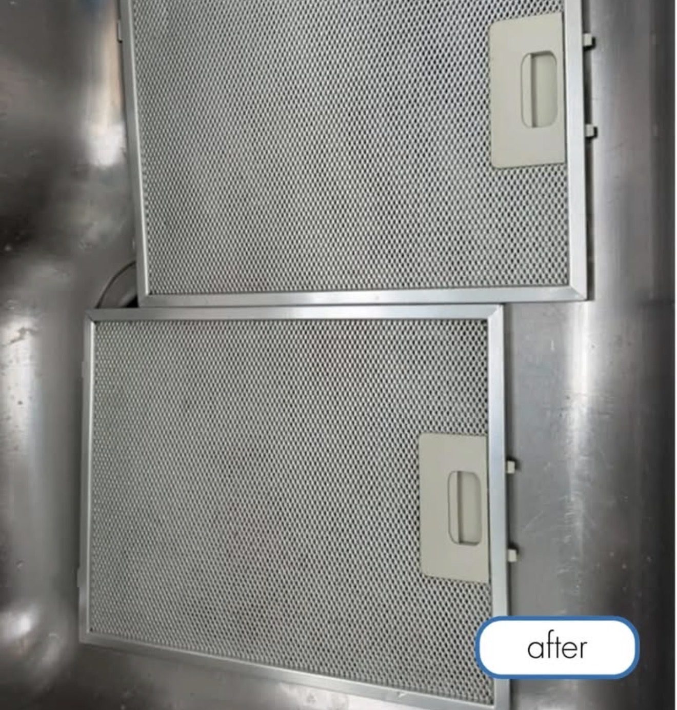 Clean metal mesh range hood filters after cleaning